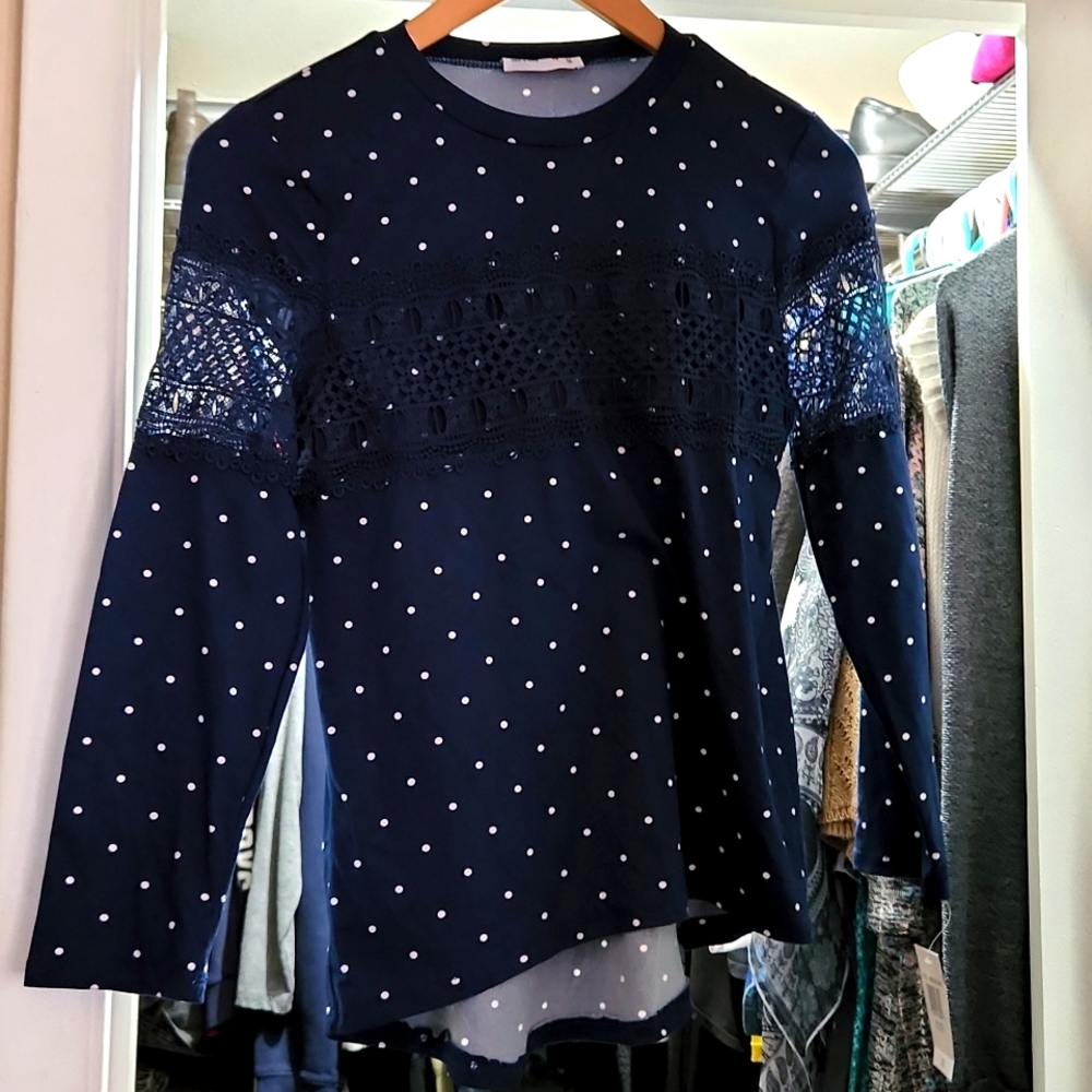 Girls polka-dot and lace top Size XL 16